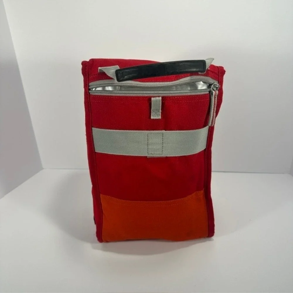 Lands End Insulated Lunch Box Red Orange Colorblock Soft Cooler Bag 231531